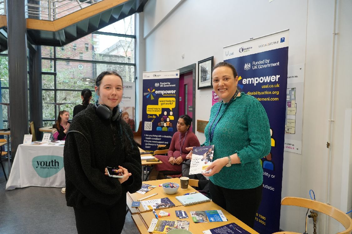 SERC student, Amber Nesbitt, Level 2 Hair, & Media Make up with Helen Heggan, USEL.